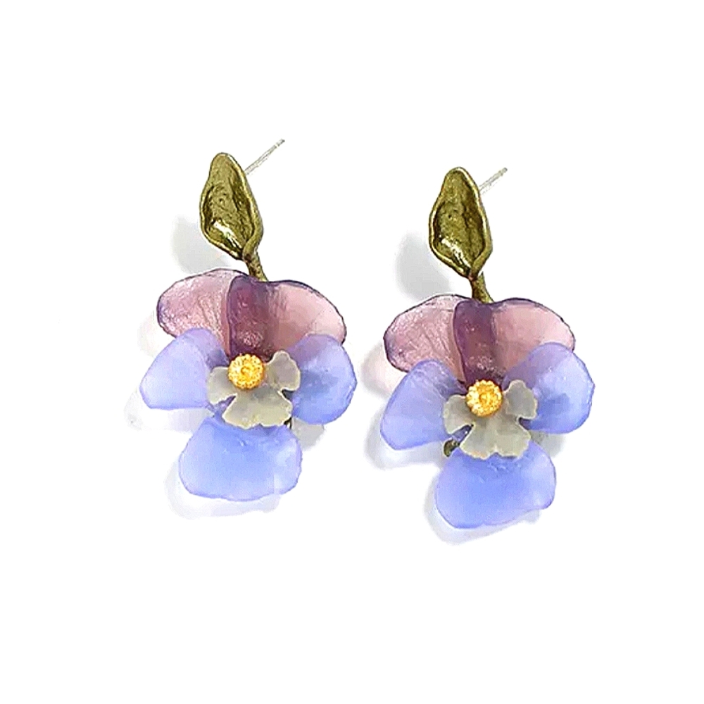 NWT GP, Enamel Pensies Earrings. - Picture 3 of 6